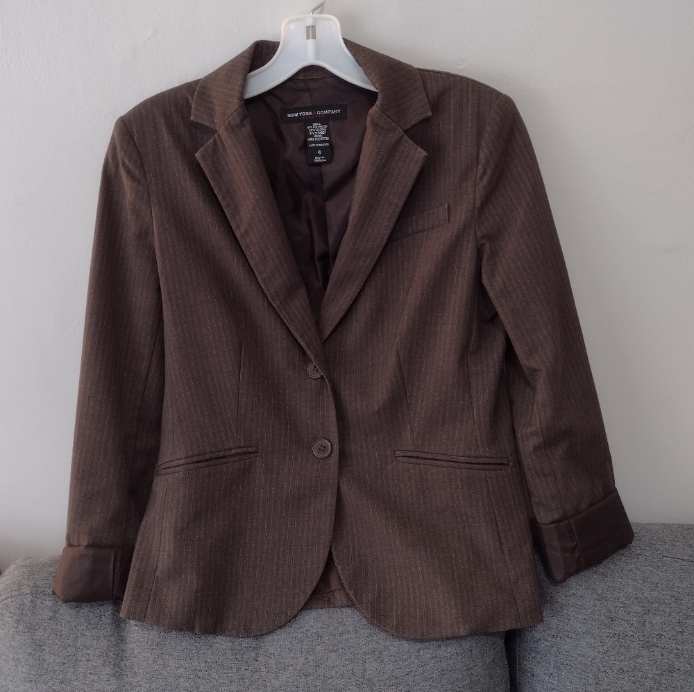 NY&Co. Brown striped blazer size 4
